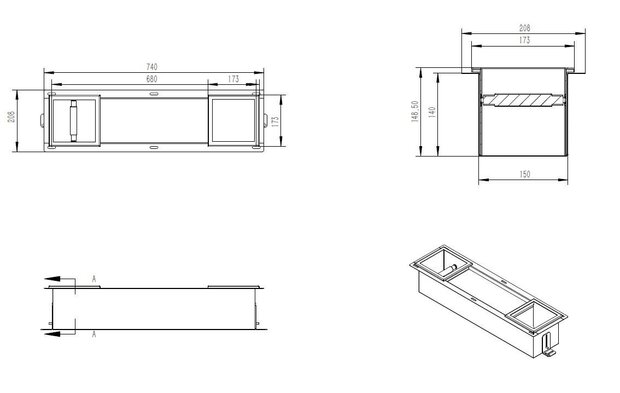 Inbouw toilet- en reserverolhouder RVS