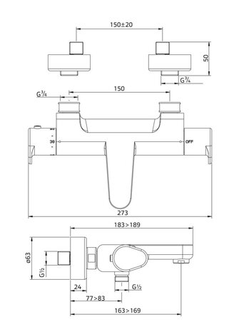 Cinca - badthermostaatkraan chroom CN5307-51