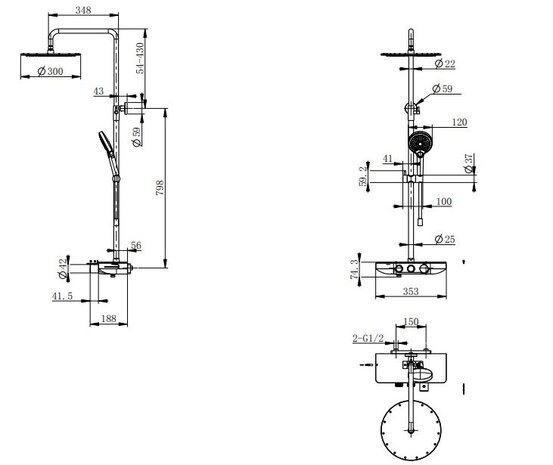 Nuovo-thermostatische-regendoucheset-opbouw-met-planchet-matzwart-29.8001